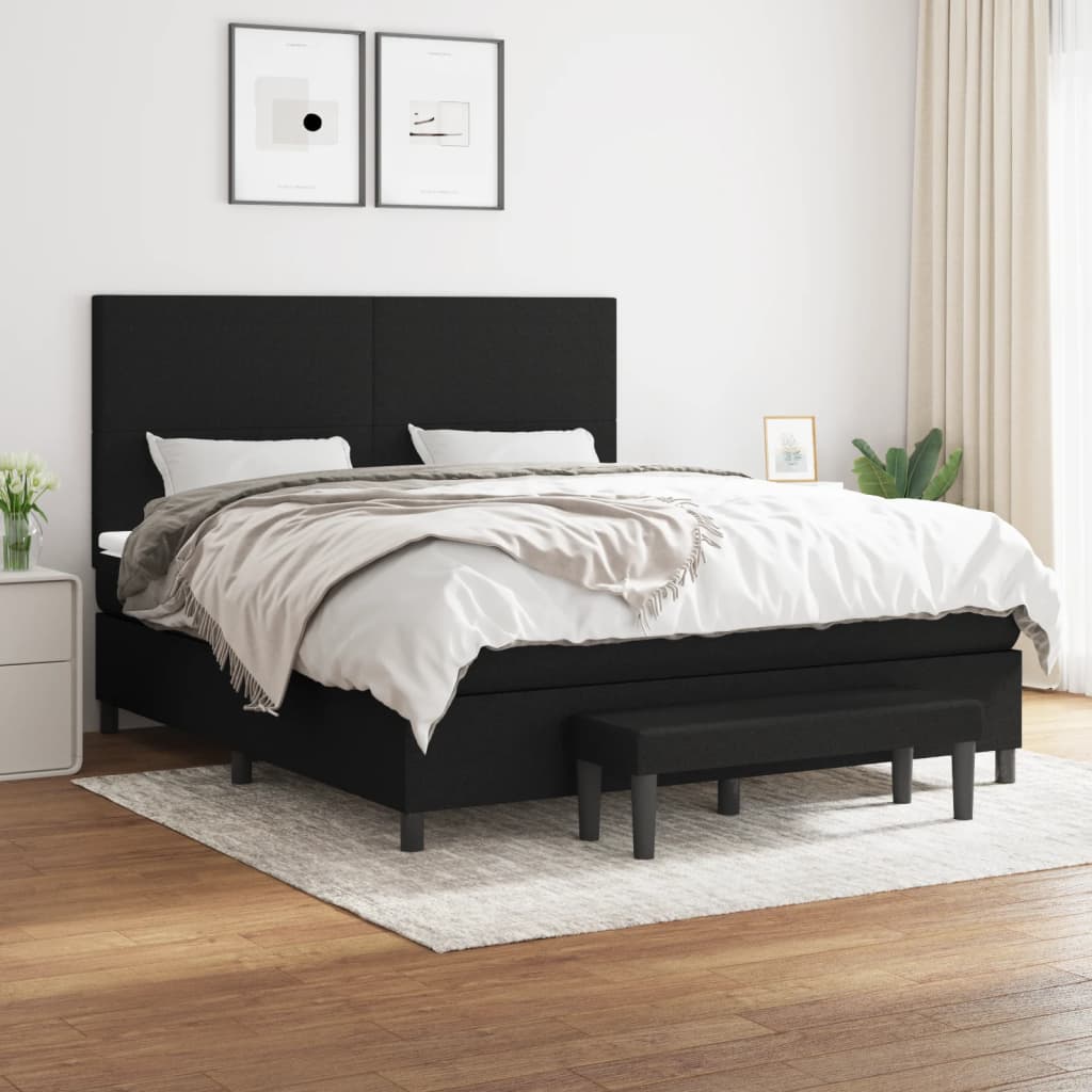 Boxspring met matras stof zwart 160x200 cm is nu te koop bij PeponiXL, paradijselijk wonen!