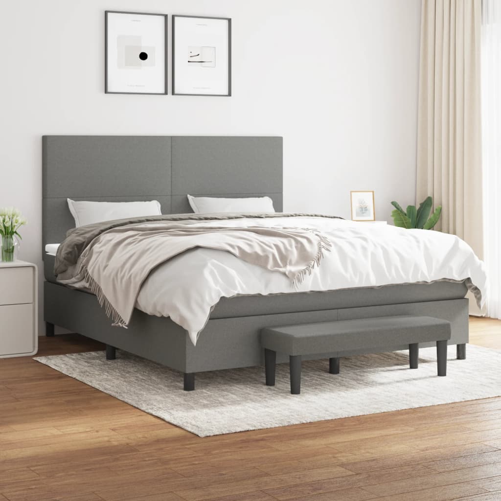 Boxspring met matras stof donkergrijs 180x200 cm is nu te koop bij PeponiXL, paradijselijk wonen!