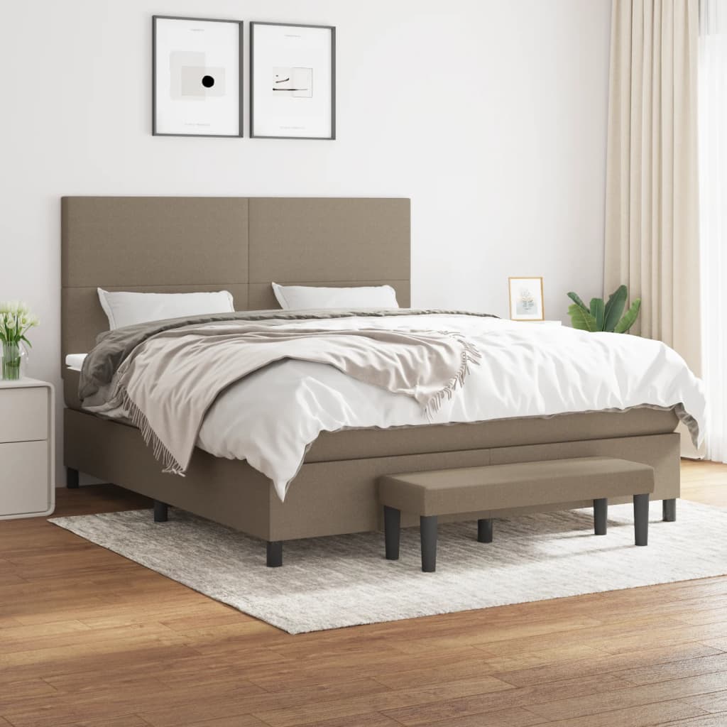 Boxspring met matras stof taupe 180x200 cm is nu te koop bij PeponiXL, paradijselijk wonen!