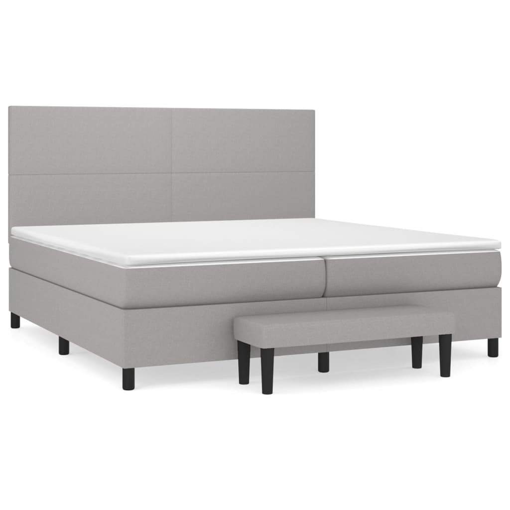 Boxspring met matras stof lichtgrijs 200x200 cm is nu te koop bij PeponiXL, paradijselijk wonen!
