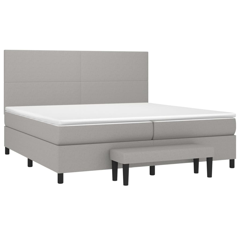Boxspring met matras stof lichtgrijs 200x200 cm is nu te koop bij PeponiXL, paradijselijk wonen!
