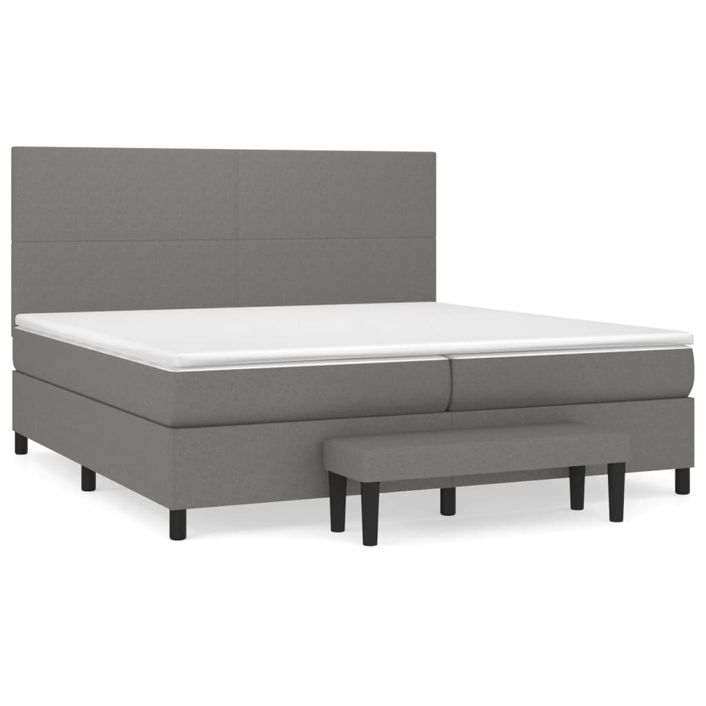 Boxspring met matras stof donkergrijs 200x200 cm is nu te koop bij PeponiXL, paradijselijk wonen!