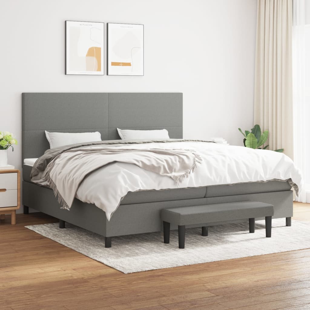 Boxspring met matras stof donkergrijs 200x200 cm is nu te koop bij PeponiXL, paradijselijk wonen!