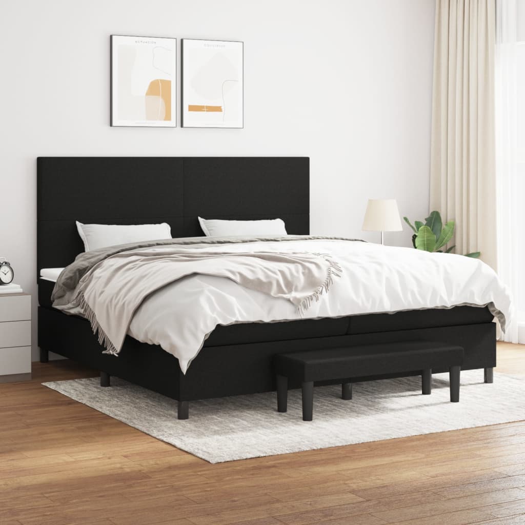 Boxspring met matras stof zwart 200x200 cm is nu te koop bij PeponiXL, paradijselijk wonen!