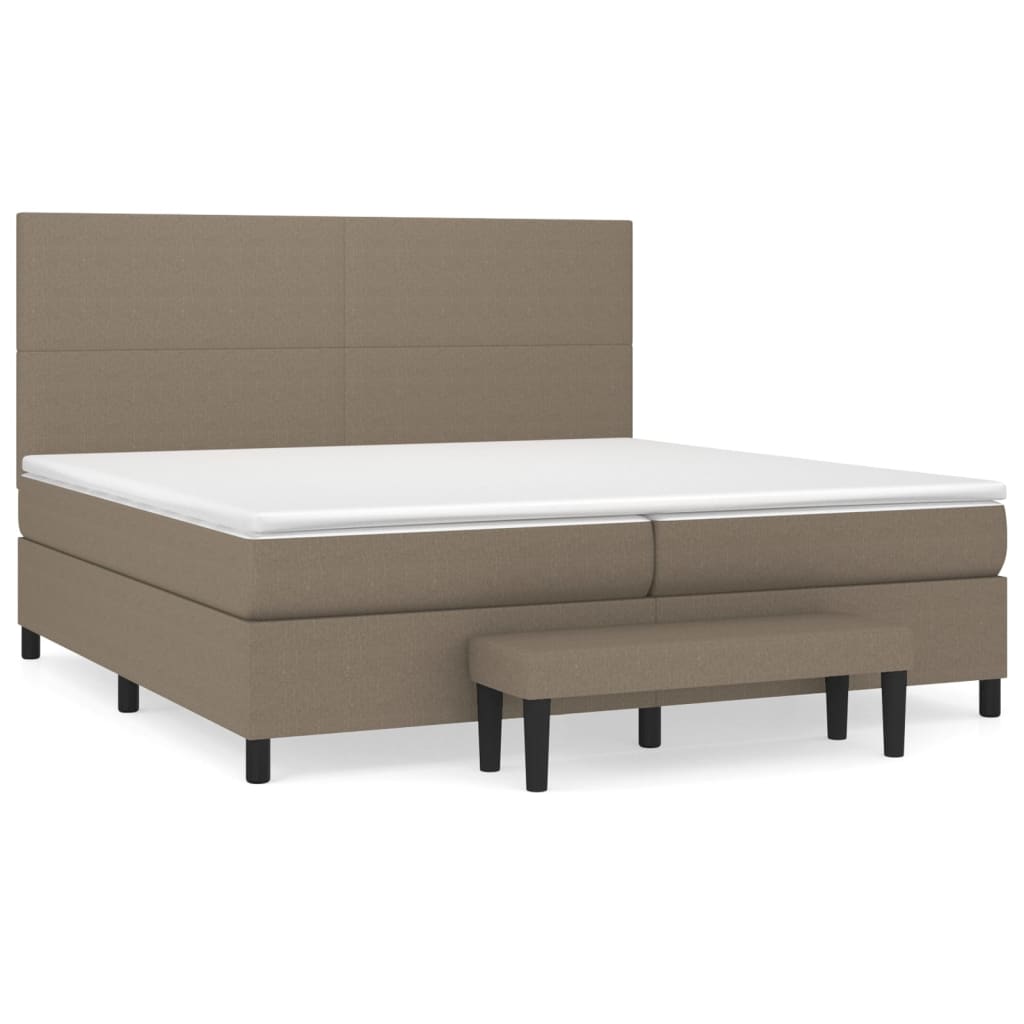 Boxspring met matras stof taupe 200x200 cm is nu te koop bij PeponiXL, paradijselijk wonen!