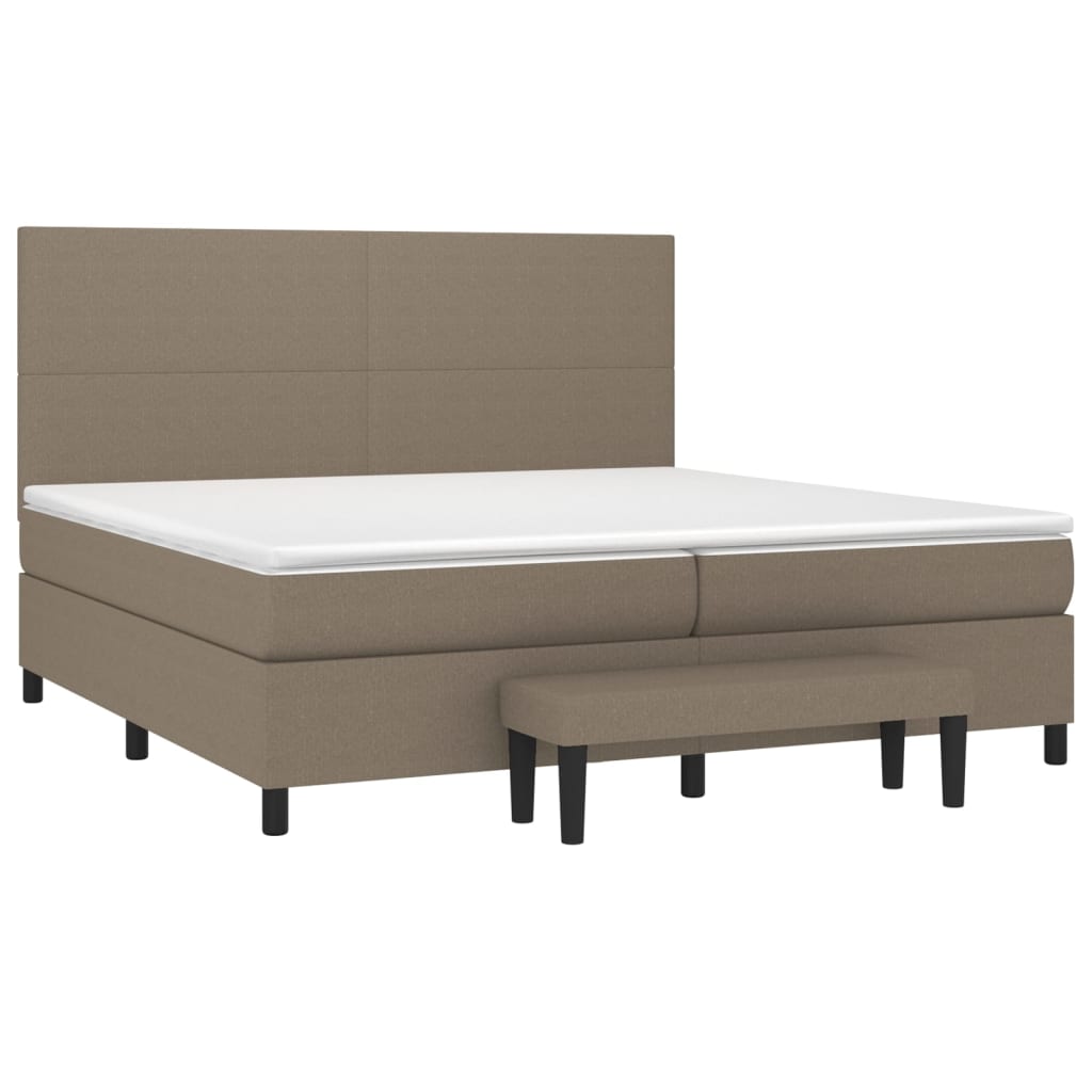 Boxspring met matras stof taupe 200x200 cm is nu te koop bij PeponiXL, paradijselijk wonen!