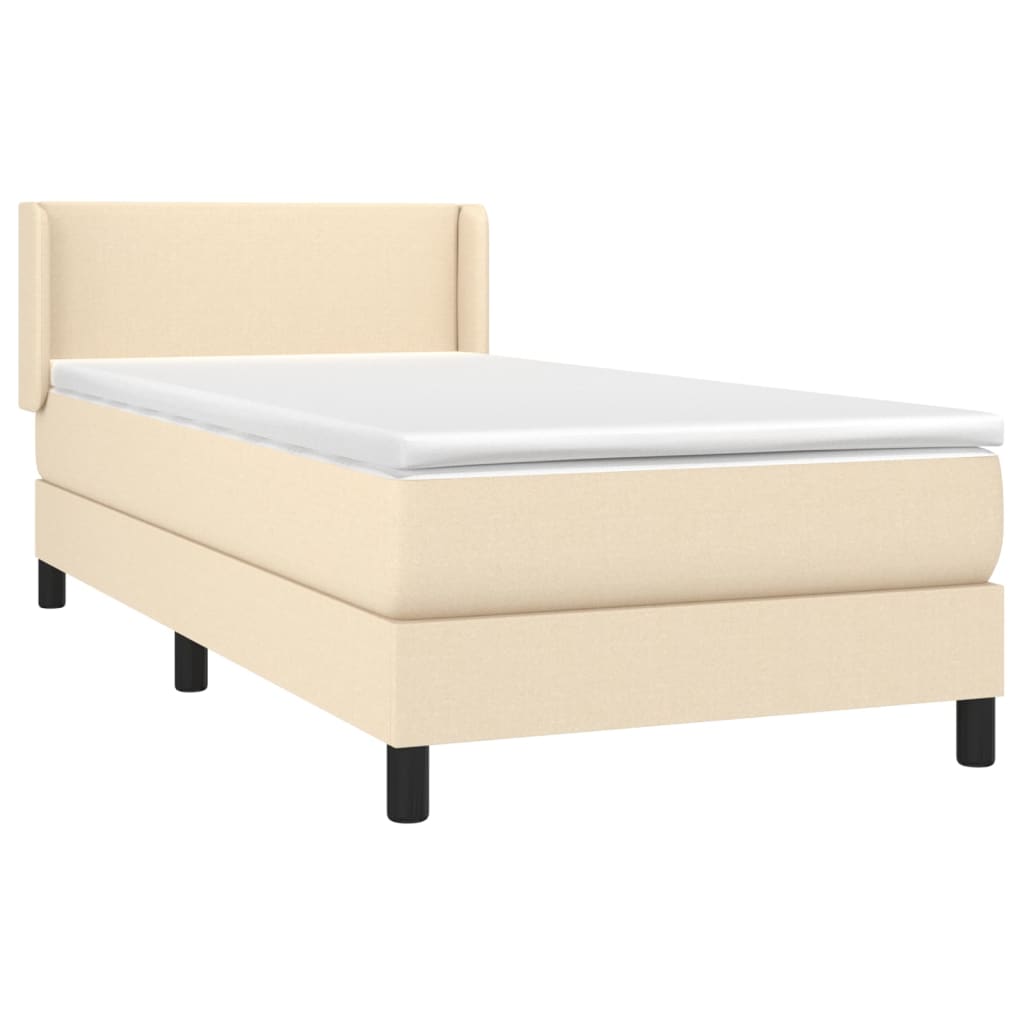 Boxspring met matras stof crèmekleurig 80x200 cm is nu te koop bij PeponiXL, paradijselijk wonen!