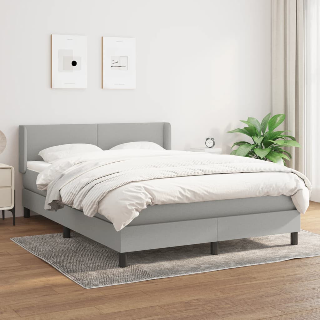 Boxspring met matras stof lichtgrijs 140x190 cm is nu te koop bij PeponiXL, paradijselijk wonen!