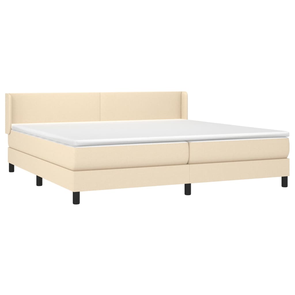 Boxspring met matras stof crèmekleurig 200x200 cm is nu te koop bij PeponiXL, paradijselijk wonen!