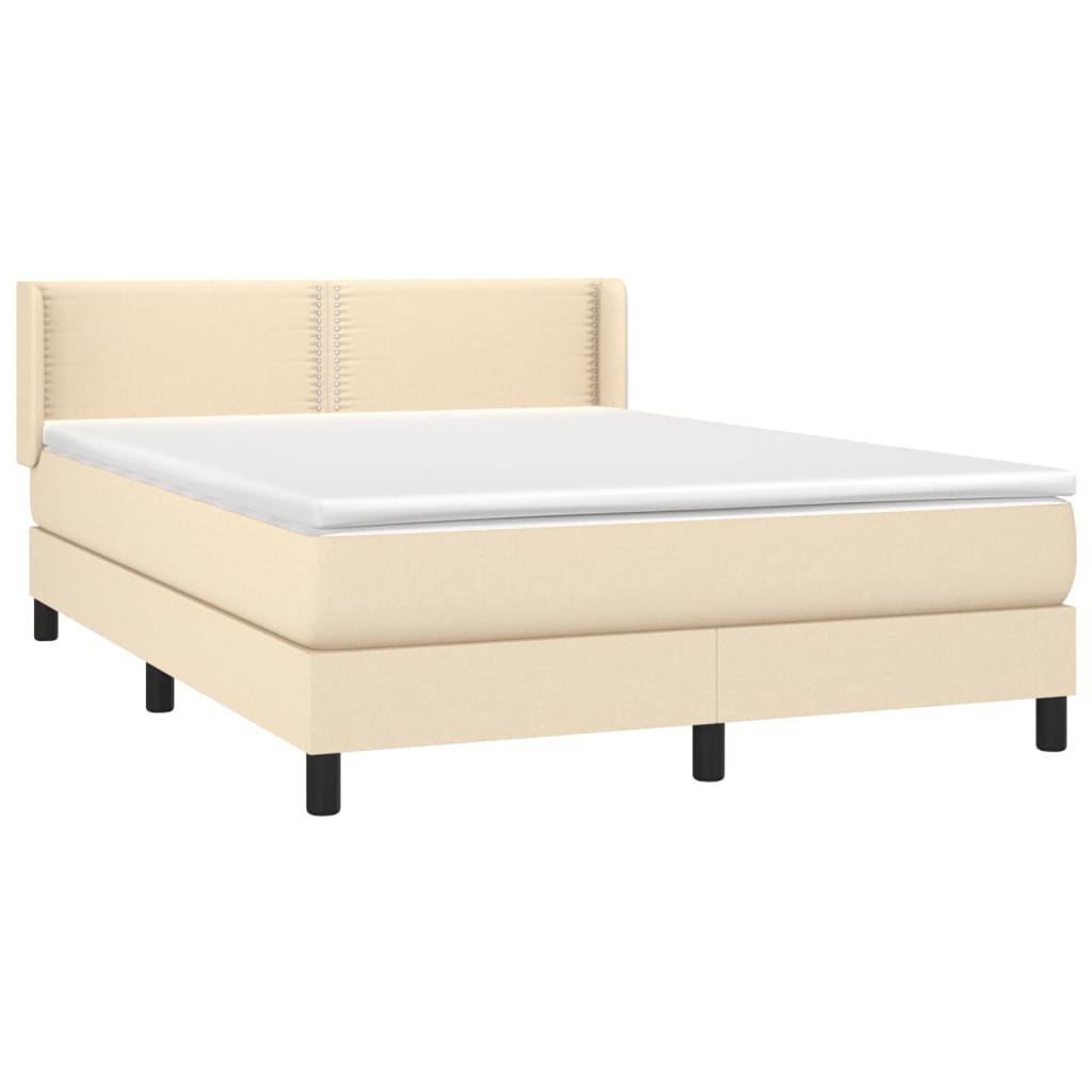 Boxspring met matras stof crèmekleurig 140x200 cm is nu te koop bij PeponiXL, paradijselijk wonen!