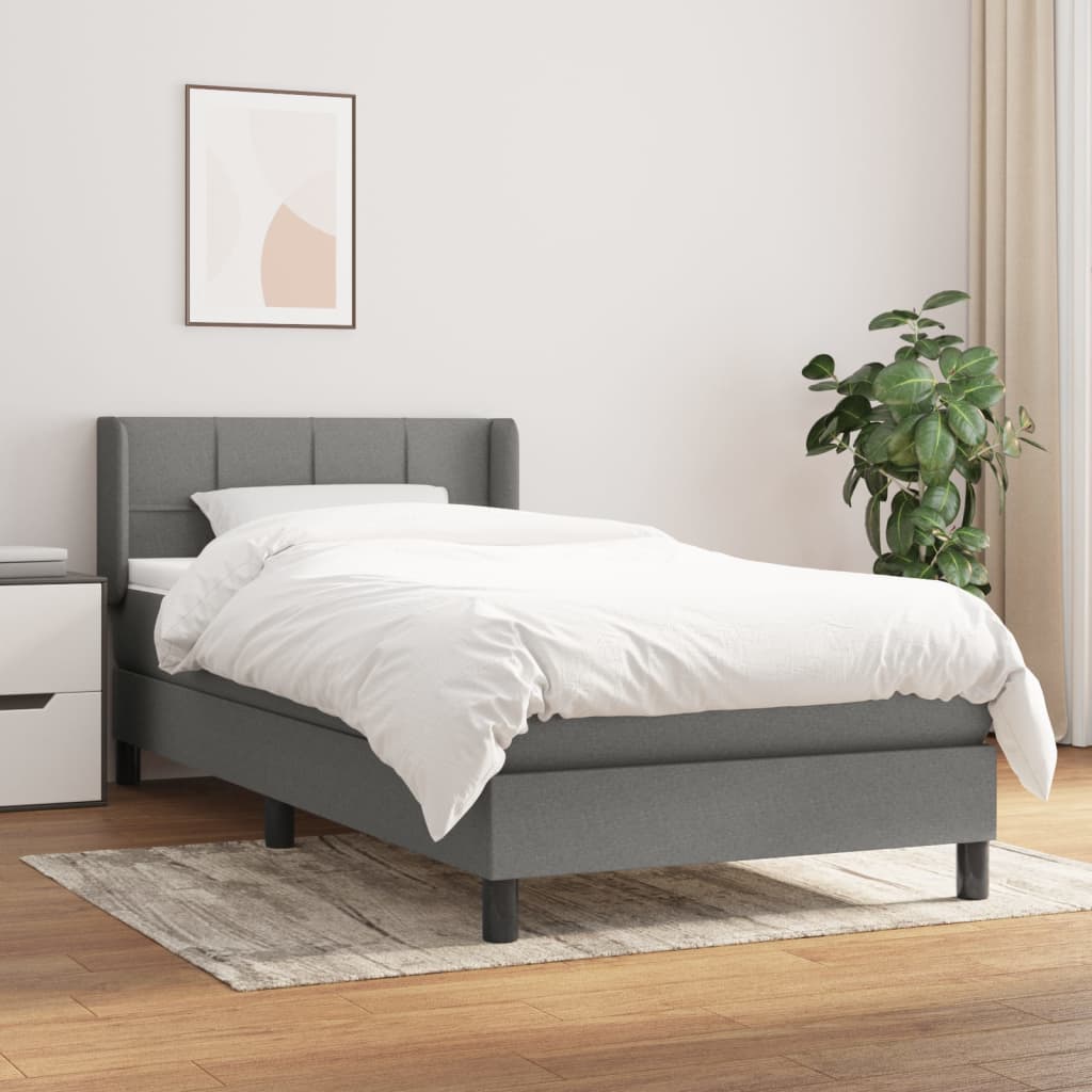 Boxspring met matras stof donkergrijs 90x190 cm is nu te koop bij PeponiXL, paradijselijk wonen!