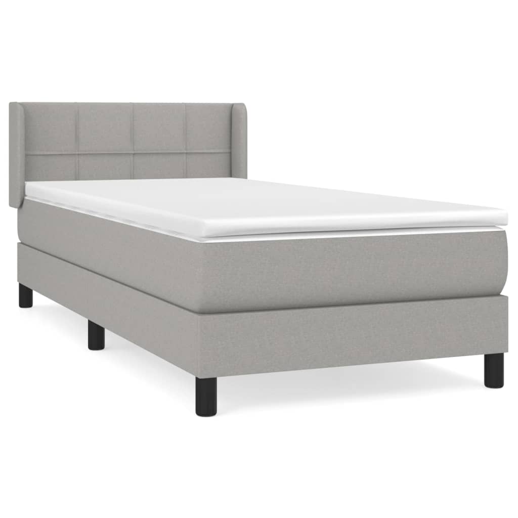 Boxspring met matras stof lichtgrijs 100x200 cm is nu te koop bij PeponiXL, paradijselijk wonen!