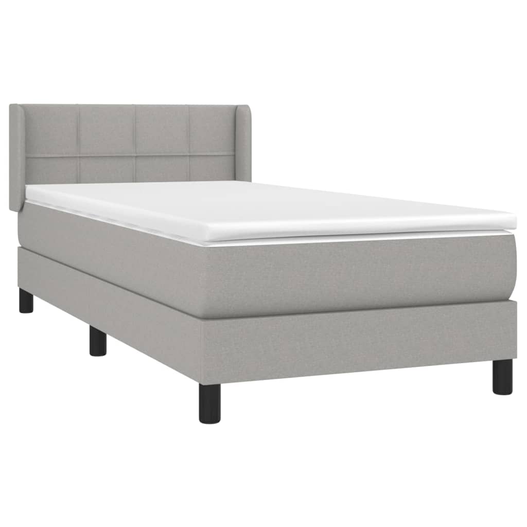 Boxspring met matras stof lichtgrijs 100x200 cm is nu te koop bij PeponiXL, paradijselijk wonen!