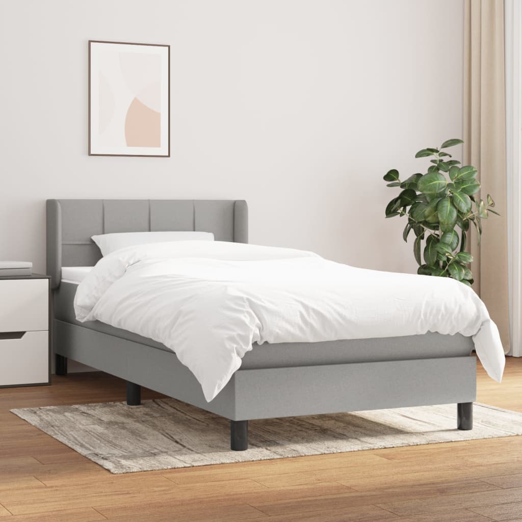 Boxspring met matras stof lichtgrijs 100x200 cm is nu te koop bij PeponiXL, paradijselijk wonen!