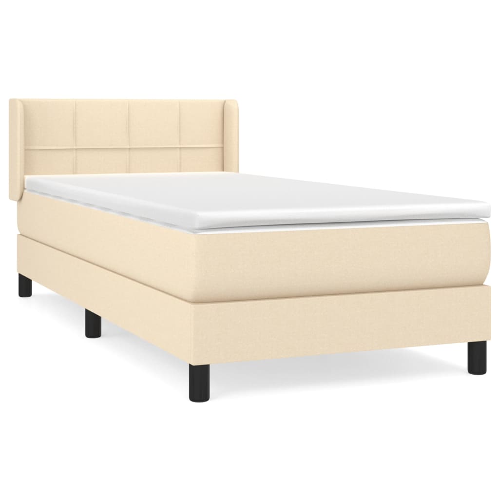 Boxspring met matras stof crèmekleurig 100x200 cm is nu te koop bij PeponiXL, paradijselijk wonen!