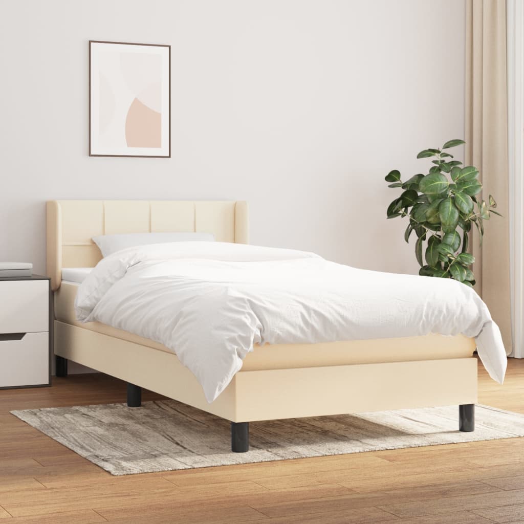 Boxspring met matras stof crèmekleurig 100x200 cm is nu te koop bij PeponiXL, paradijselijk wonen!