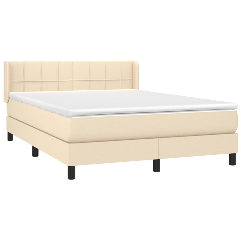Boxspring met matras stof crèmekleurig 140x200 cm is nu te koop bij PeponiXL, paradijselijk wonen!