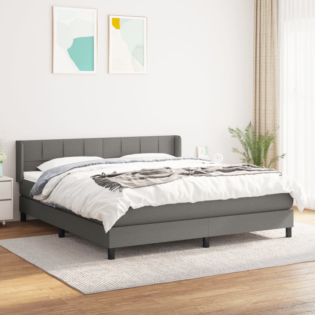 Boxspring met matras stof donkergrijs 160x200 cm is nu te koop bij PeponiXL, paradijselijk wonen!