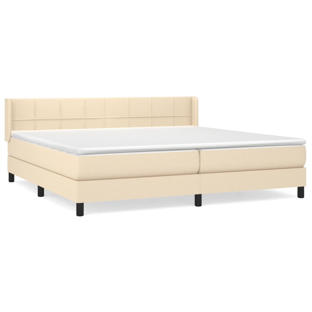 Boxspring met matras stof crèmekleurig 200x200 cm is nu te koop bij PeponiXL, paradijselijk wonen!