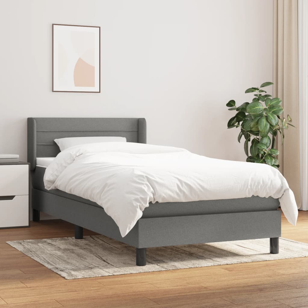 Boxspring met matras stof donkergrijs 90x190 cm is nu te koop bij PeponiXL, paradijselijk wonen!