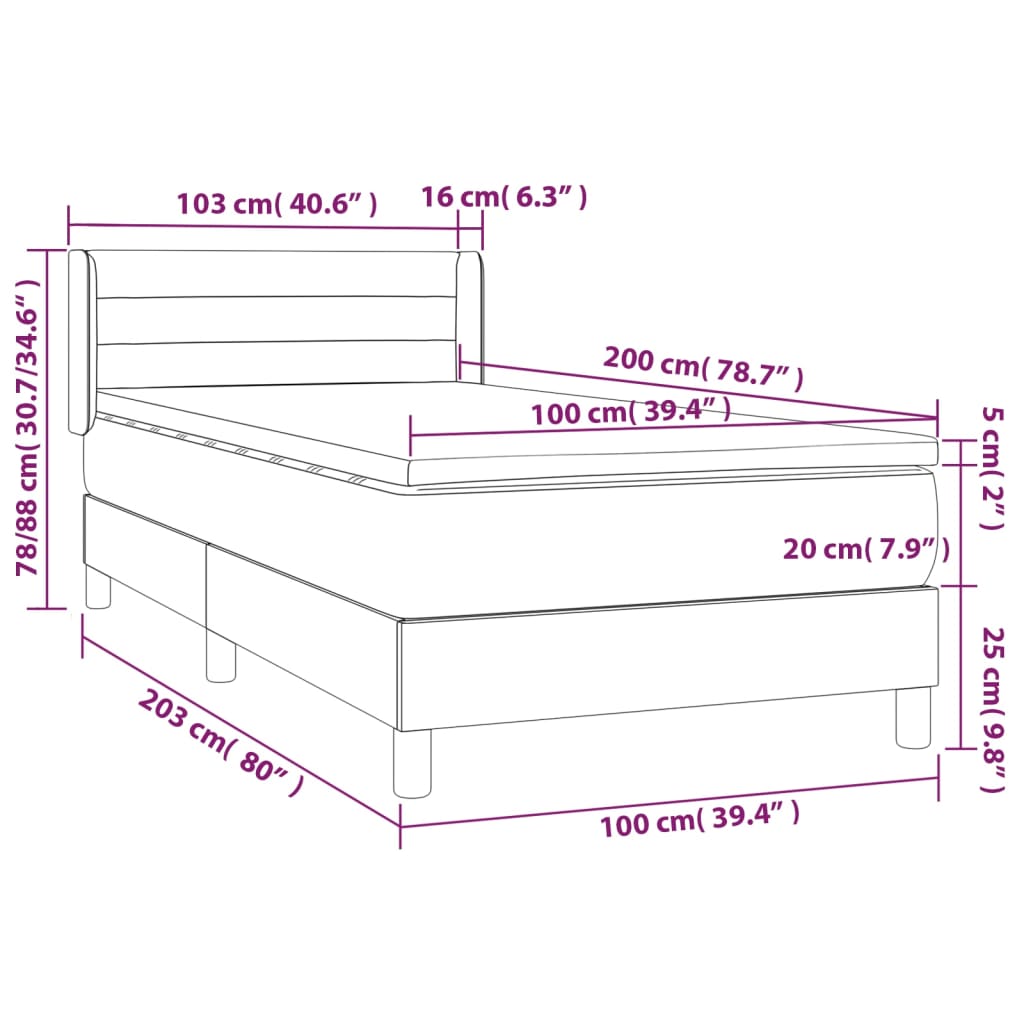 Boxspring met matras stof donkergrijs 100x200 cm is nu te koop bij PeponiXL, paradijselijk wonen!