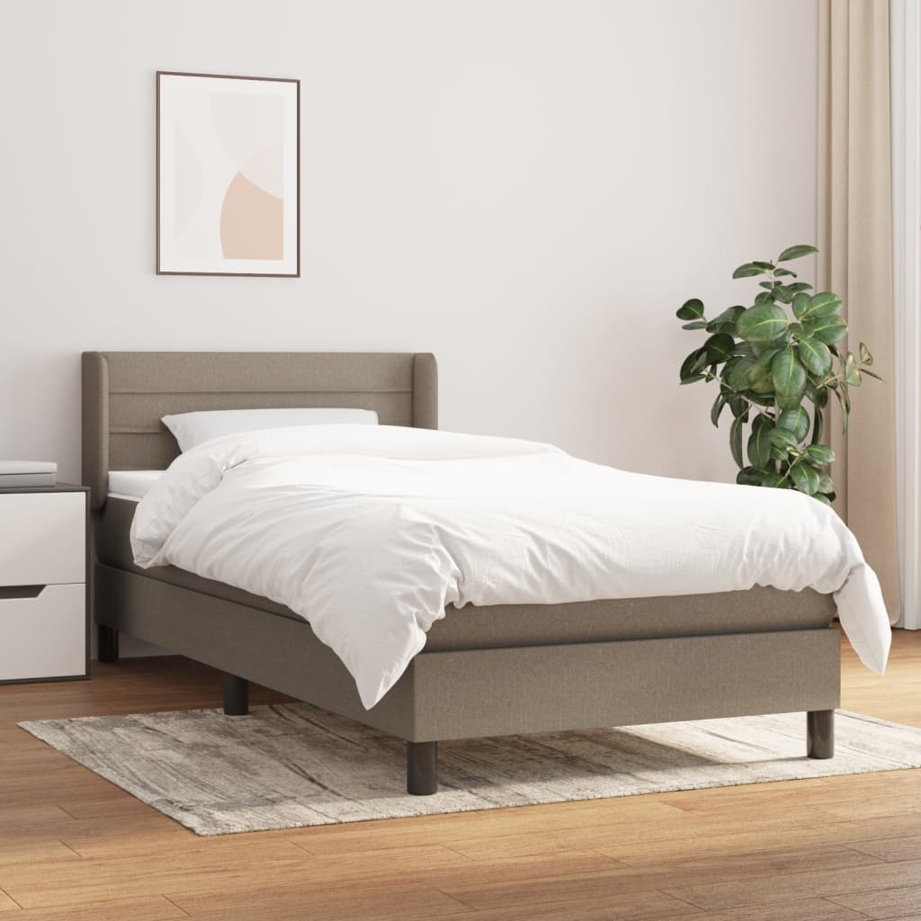 Boxspring met matras stof taupe 100x200 cm is nu te koop bij PeponiXL, paradijselijk wonen!