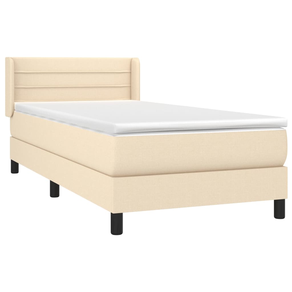 Boxspring met matras stof crèmekleurig 100x200 cm is nu te koop bij PeponiXL, paradijselijk wonen!