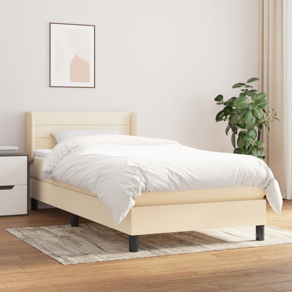 Boxspring met matras stof crèmekleurig 100x200 cm is nu te koop bij PeponiXL, paradijselijk wonen!