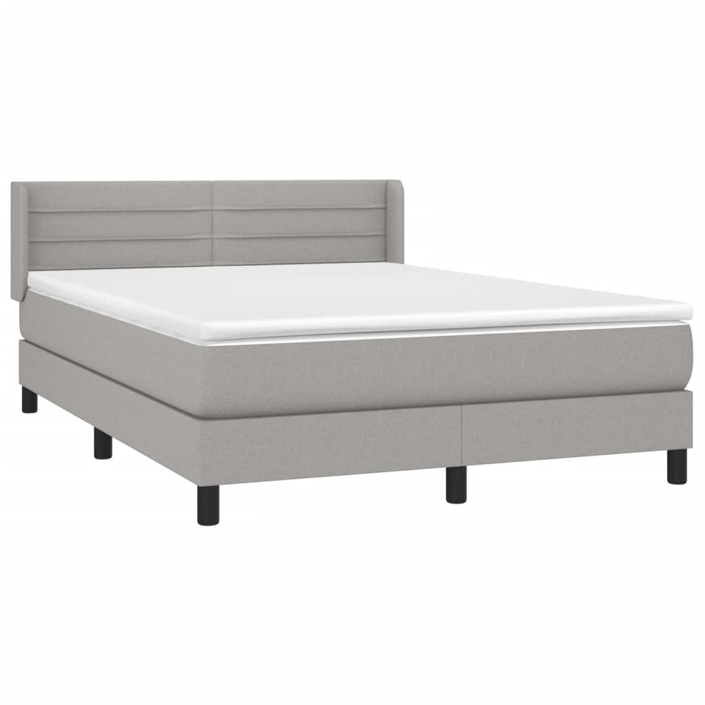 Boxspring met matras stof lichtgrijs 140x190 cm is nu te koop bij PeponiXL, paradijselijk wonen!