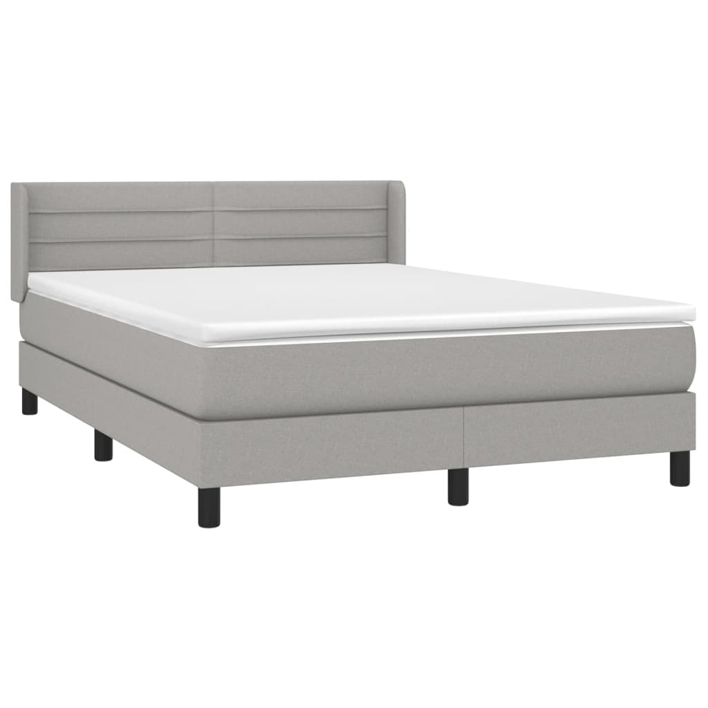 Boxspring met matras stof lichtgrijs 140x200 cm is nu te koop bij PeponiXL, paradijselijk wonen!