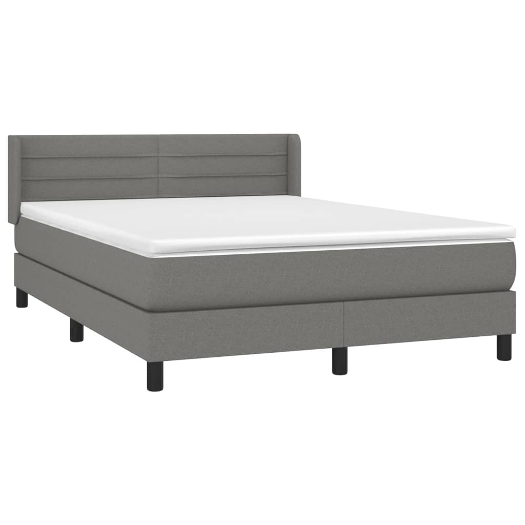Boxspring met matras stof donkergrijs 140x200 cm is nu te koop bij PeponiXL, paradijselijk wonen!
