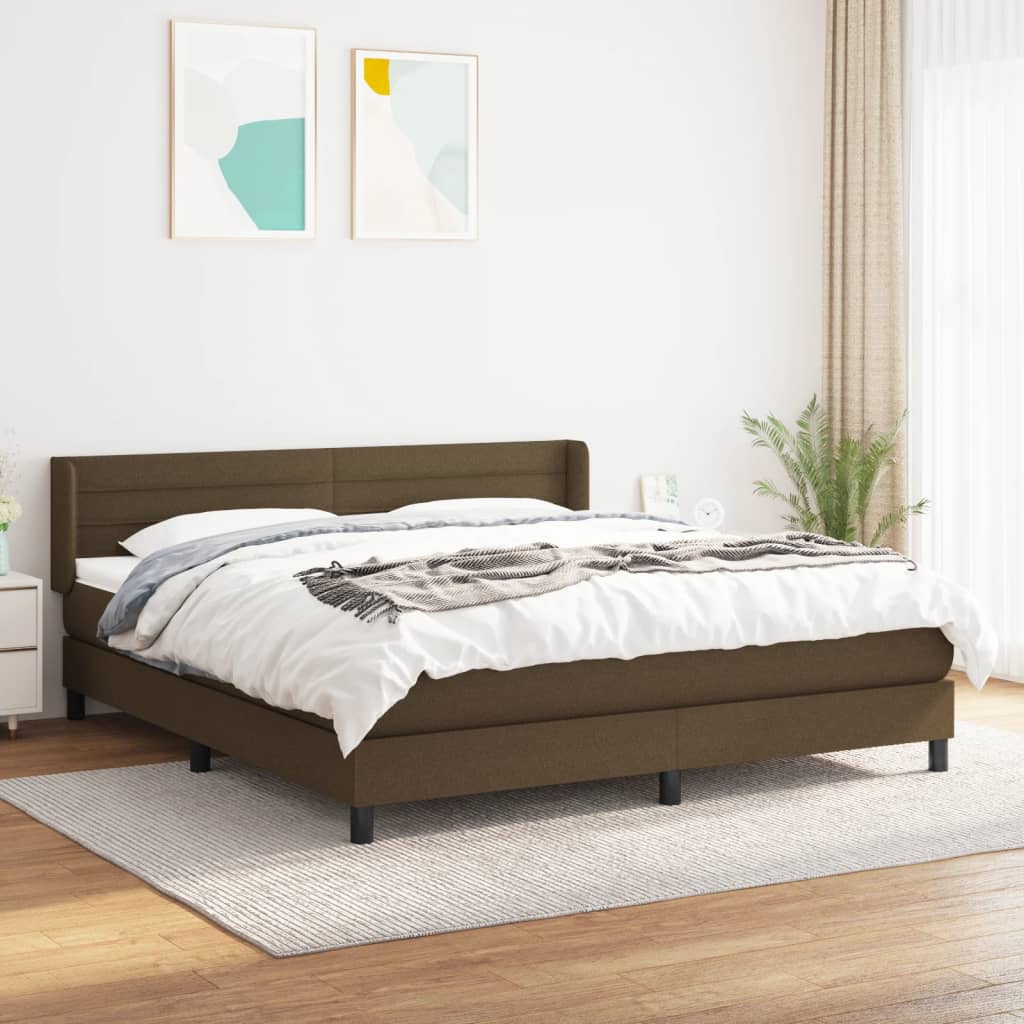 Boxspring met matras stof donkerbruin 160x200 cm is nu te koop bij PeponiXL, paradijselijk wonen!