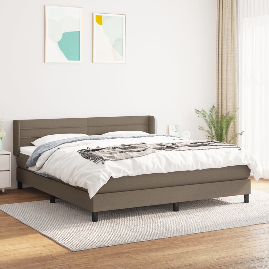 Boxspring met matras stof taupe 180x200 cm is nu te koop bij PeponiXL, paradijselijk wonen!