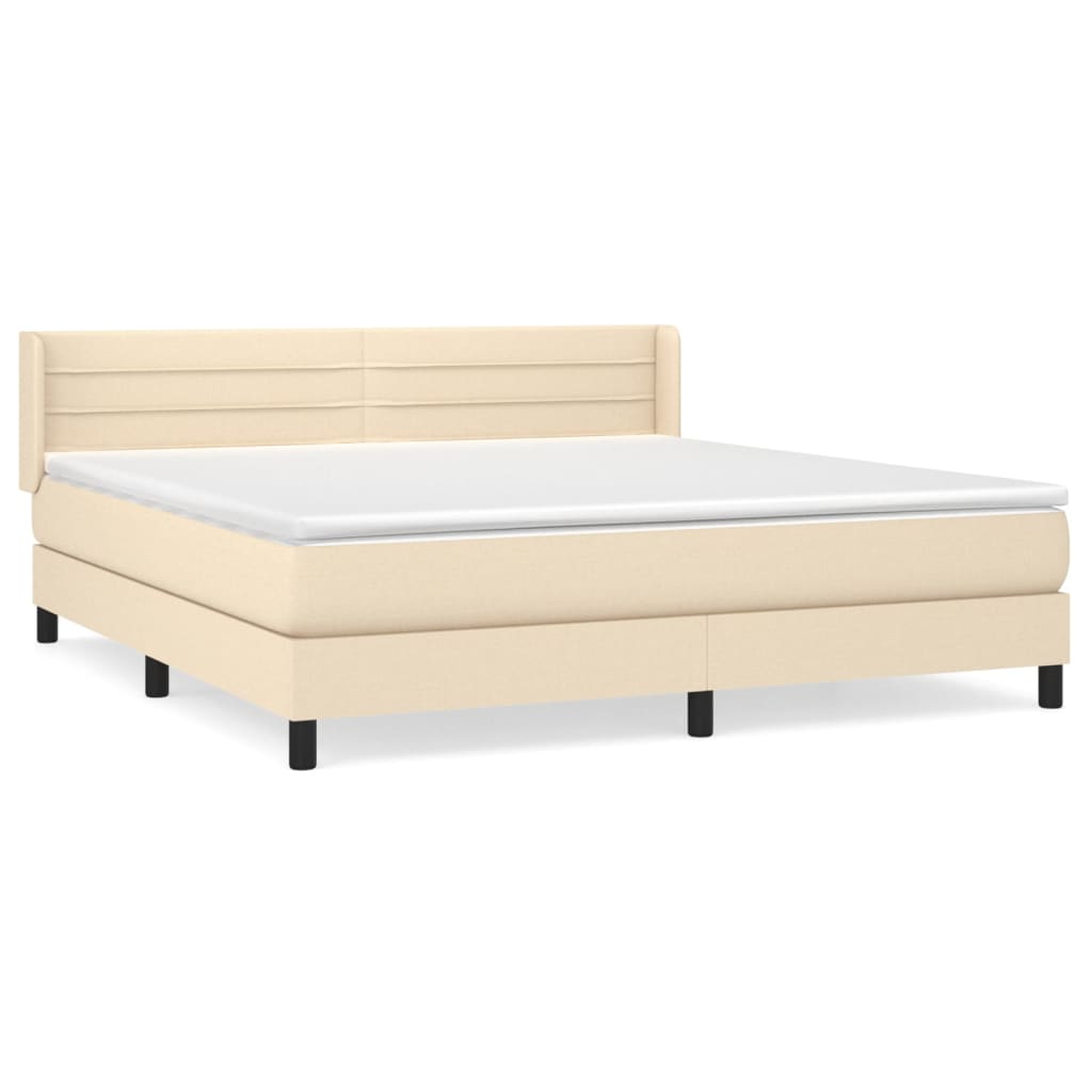 Boxspring met matras stof crèmekleurig 180x200 cm is nu te koop bij PeponiXL, paradijselijk wonen!