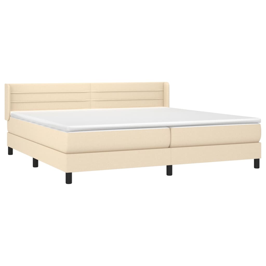 Boxspring met matras stof crèmekleurig 200x200 cm is nu te koop bij PeponiXL, paradijselijk wonen!