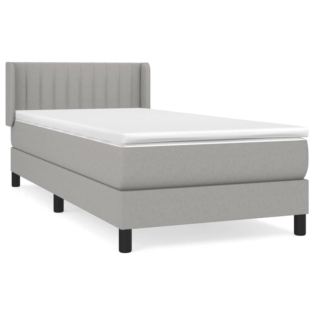 Boxspring met matras stof lichtgrijs 90x190 cm is nu te koop bij PeponiXL, paradijselijk wonen!