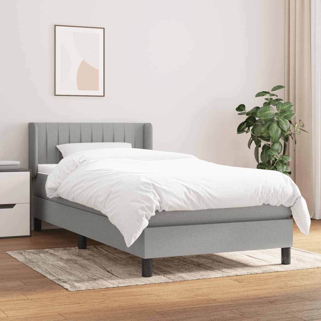 Boxspring met matras stof lichtgrijs 90x190 cm is nu te koop bij PeponiXL, paradijselijk wonen!