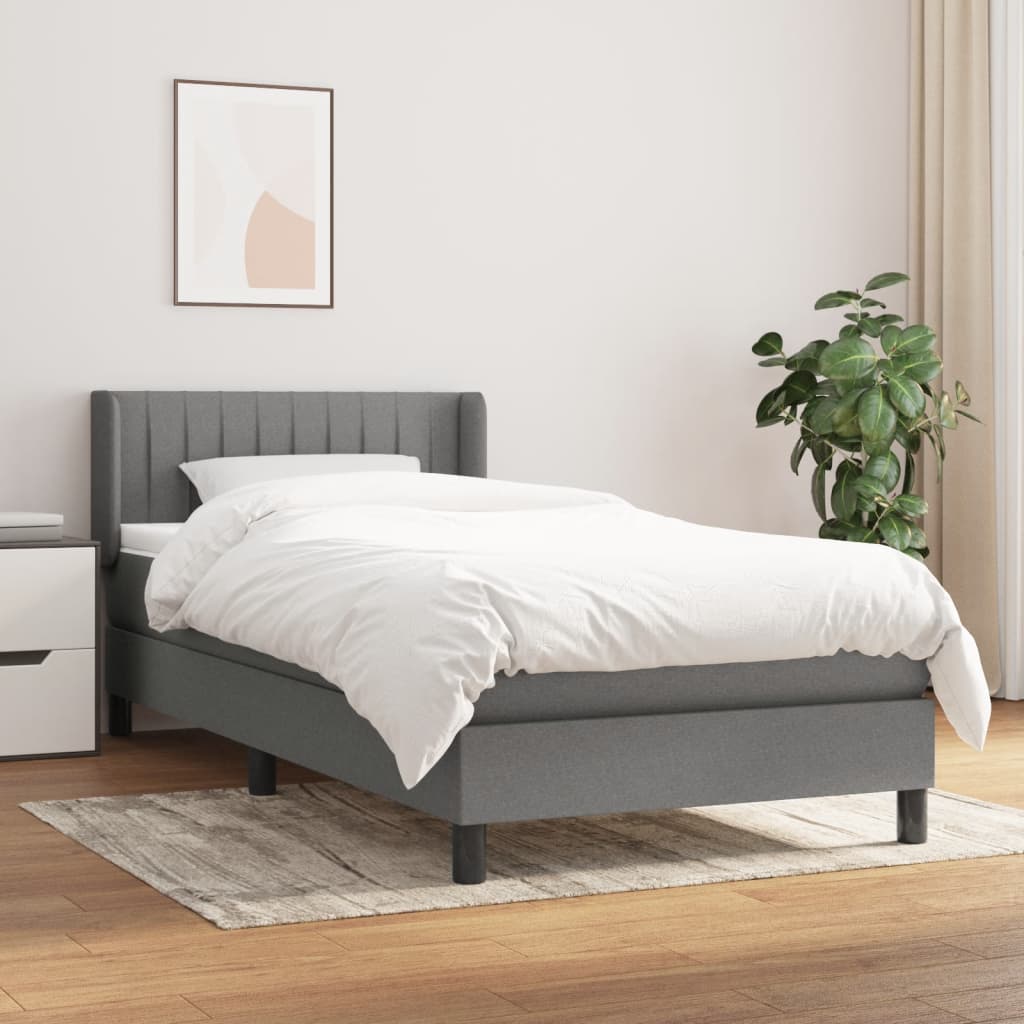 Boxspring met matras stof donkergrijs 90x200 cm is nu te koop bij PeponiXL, paradijselijk wonen!