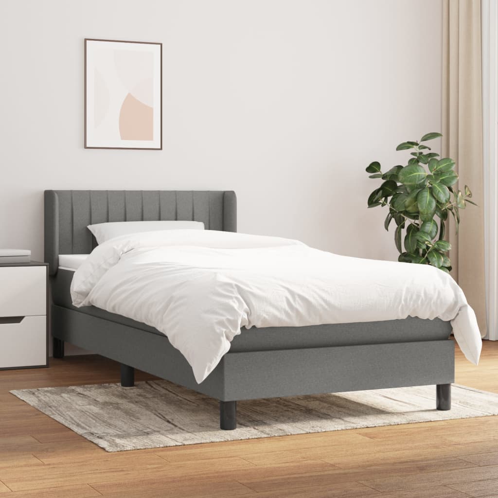 Boxspring met matras stof donkergrijs 100x200 cm is nu te koop bij PeponiXL, paradijselijk wonen!