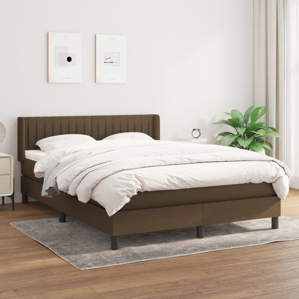 Boxspring met matras stof donkerbruin 140x200 cm is nu te koop bij PeponiXL, paradijselijk wonen!