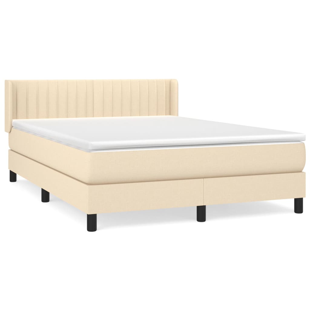Boxspring met matras stof crèmekleurig 140x200 cm is nu te koop bij PeponiXL, paradijselijk wonen!