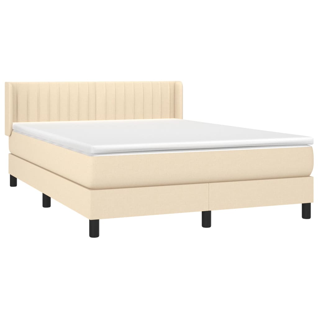 Boxspring met matras stof crèmekleurig 140x200 cm is nu te koop bij PeponiXL, paradijselijk wonen!