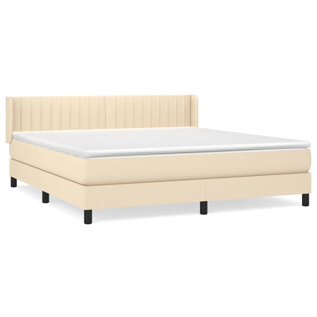 Boxspring met matras stof crèmekleurig 160x200 cm is nu te koop bij PeponiXL, paradijselijk wonen!