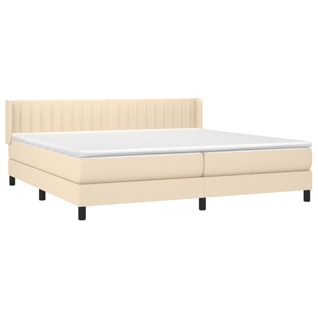 Boxspring met matras stof crèmekleurig 200x200 cm is nu te koop bij PeponiXL, paradijselijk wonen!