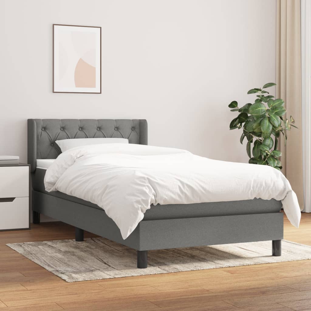 Boxspring met matras stof donkergrijs 80x200 cm is nu te koop bij PeponiXL, paradijselijk wonen!