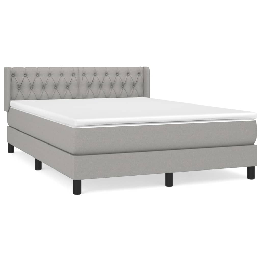 Boxspring met matras stof lichtgrijs 140x190 cm is nu te koop bij PeponiXL, paradijselijk wonen!