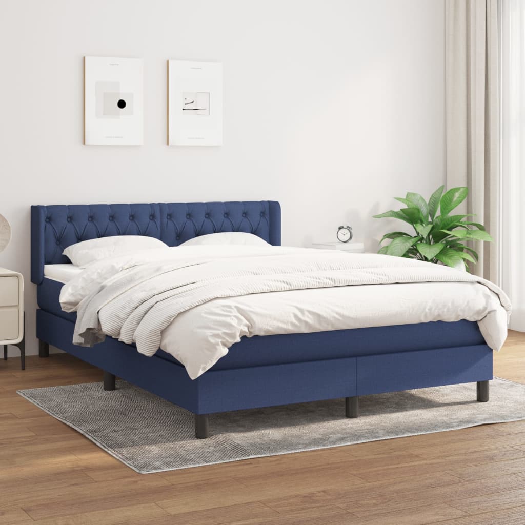 Boxspring met matras stof blauw 140x190 cm is nu te koop bij PeponiXL, paradijselijk wonen!