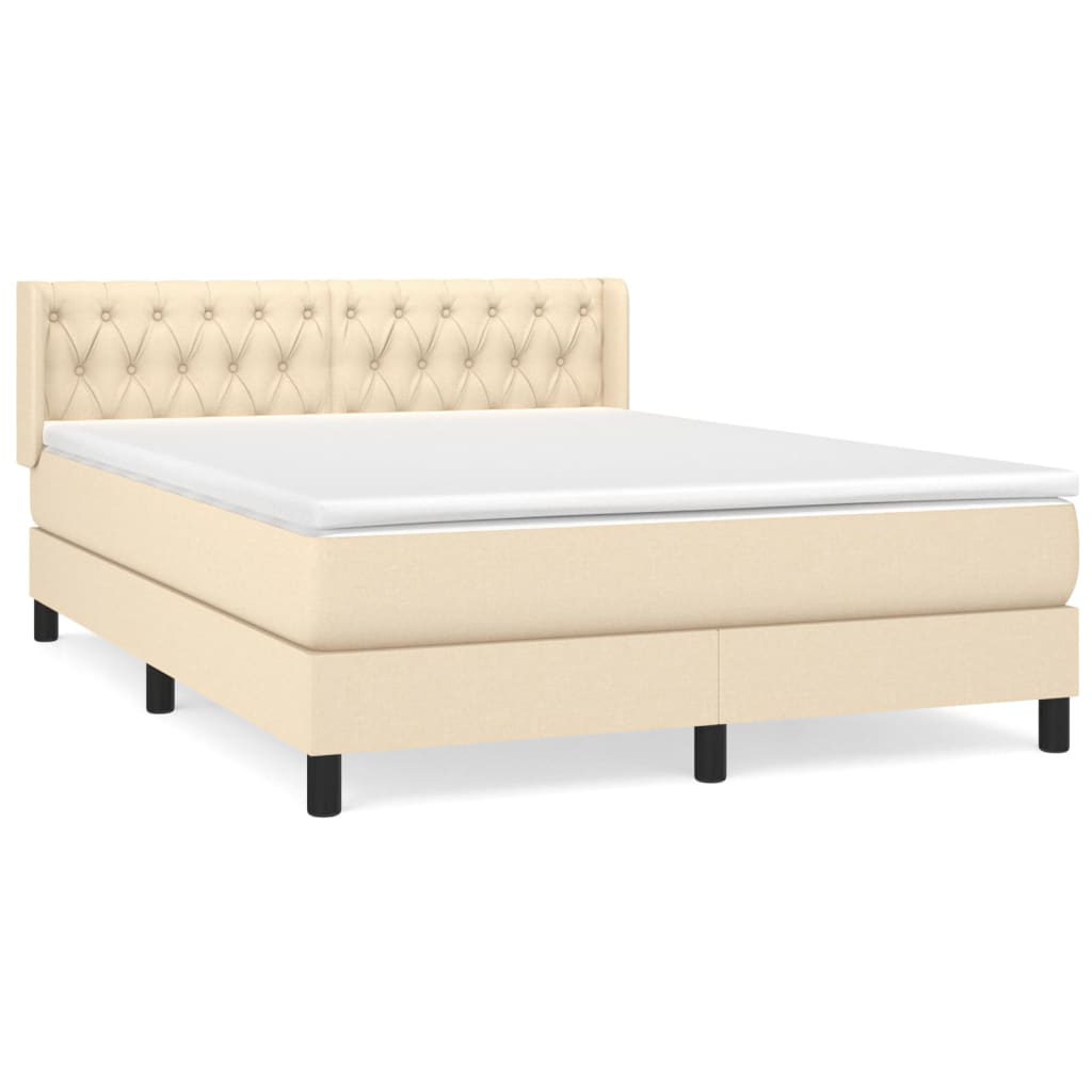 Boxspring met matras stof crèmekleurig 140x200 cm is nu te koop bij PeponiXL, paradijselijk wonen!