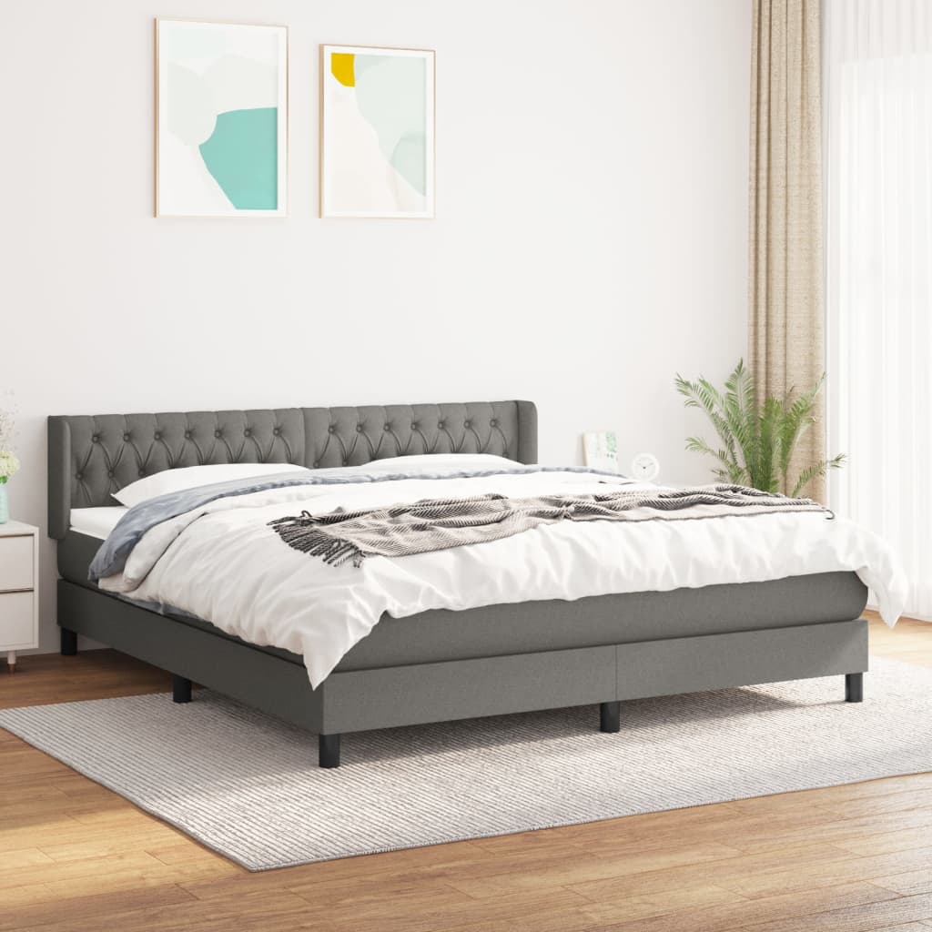 Boxspring met matras stof donkergrijs 180x200 cm is nu te koop bij PeponiXL, paradijselijk wonen!