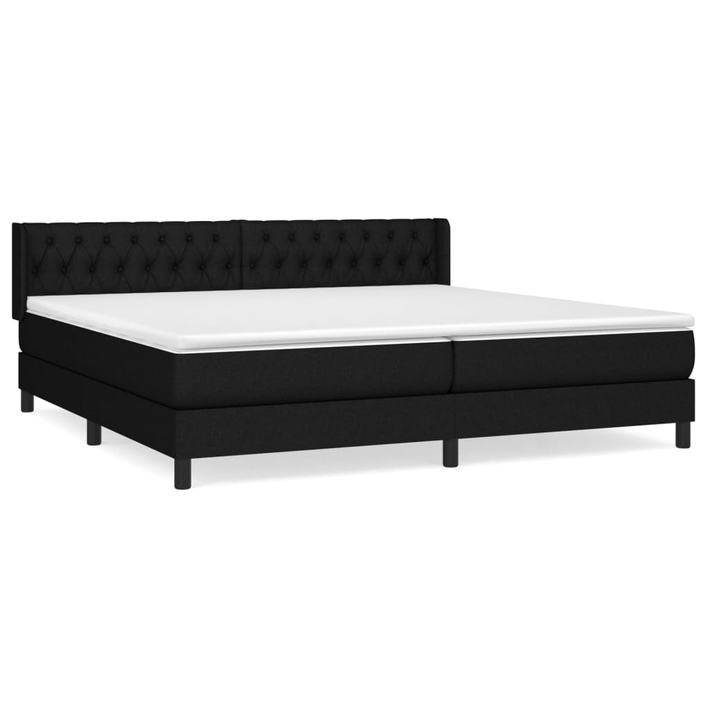 Boxspring met matras stof zwart 200x200 cm is nu te koop bij PeponiXL, paradijselijk wonen!